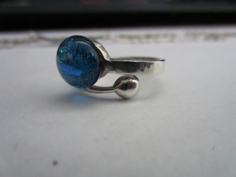 Silver ring with blue opal. 925.