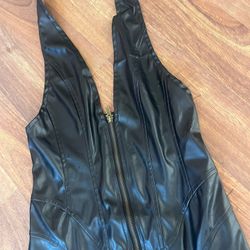 Black PLeather Dress With Zipper Size Small Brand New!