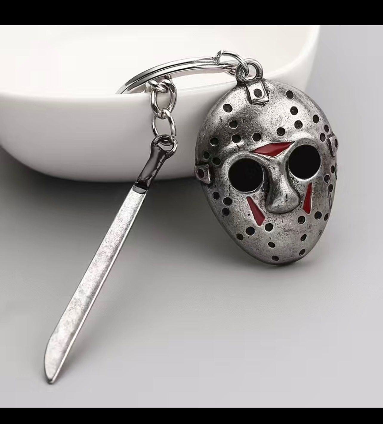 1pc Fashionable Alloy Metal Jason Voorhees Mask Keychain Pendant
