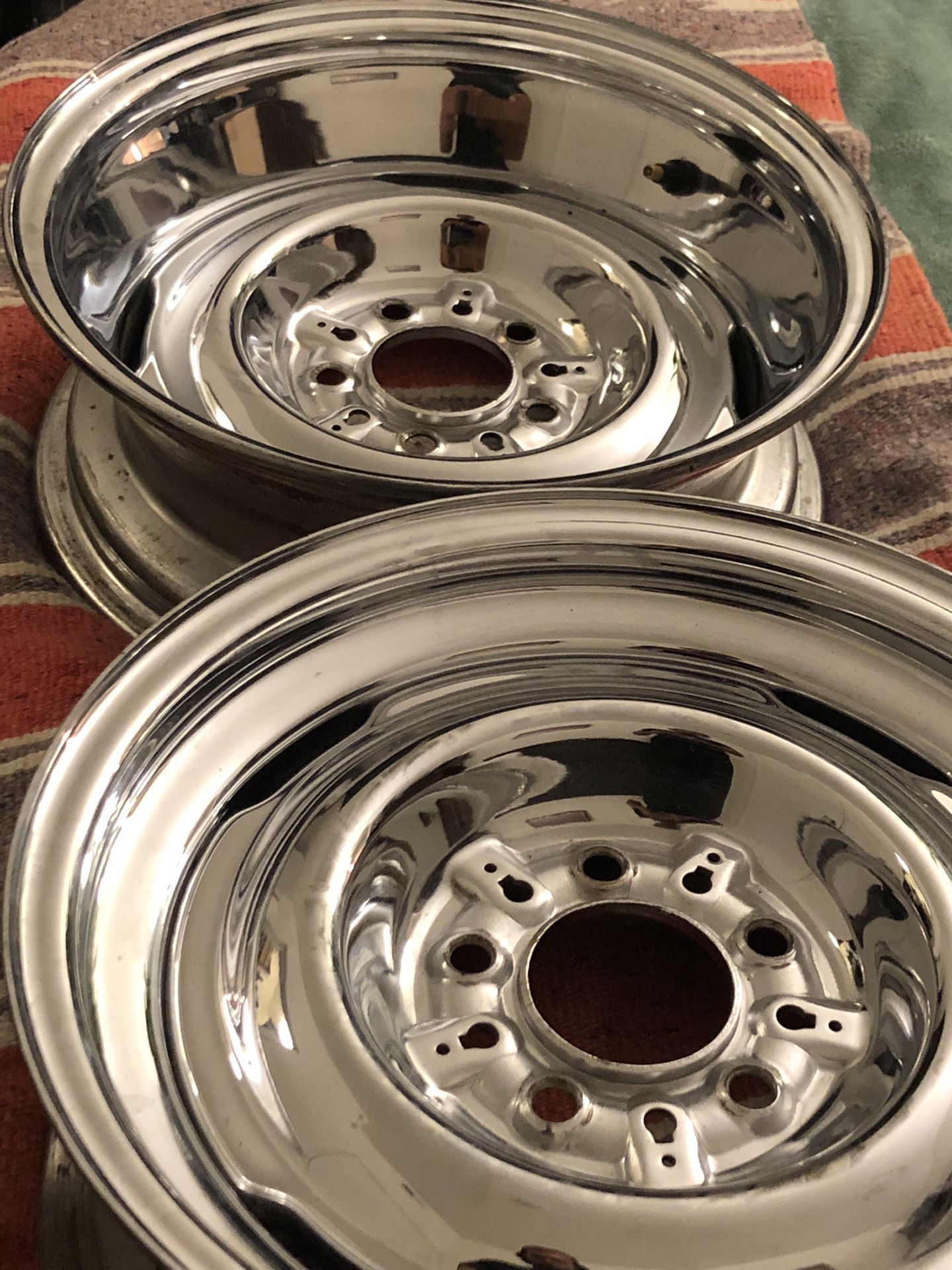 Chrome Steelies - Flipped & Dished 15inch 5x114.3 Or 5x4.5 Bolt Pattern - Kelsey-Hayes Hot Rod Wheels