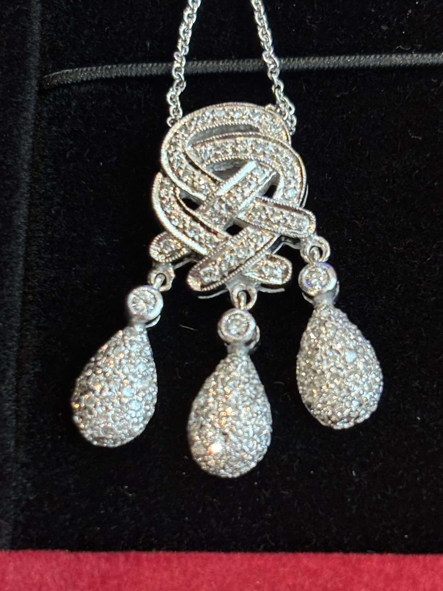 18 Karat White Gold Diamond Pendant & Chain $2,950 Appraisal