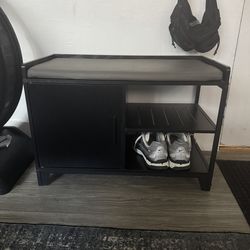 Entryway shoe organizer with bench and storage
