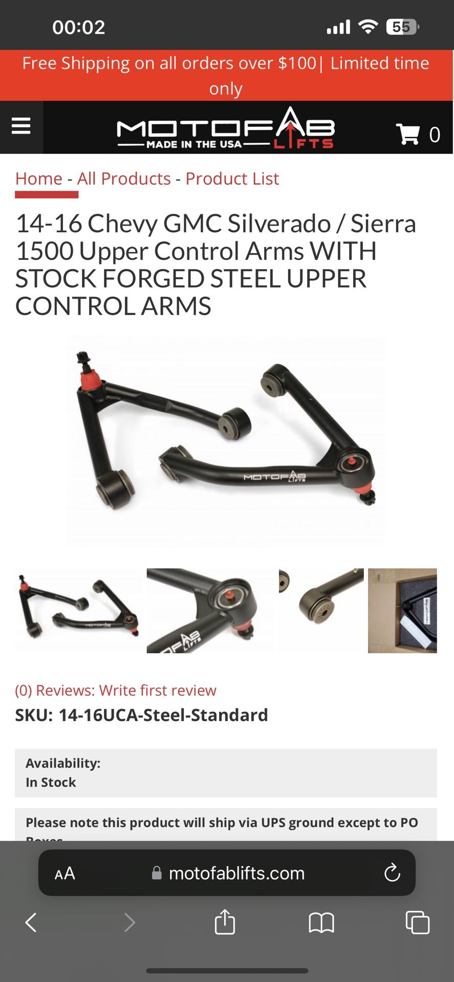 BRAND NEW SILVERADO GMC UPPER CONTROL ARMS AND 3 INCH LEVEL