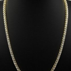 4mm CZ Tennis Chain Necklace – Gold Plated Stainless Steel – Iced Look