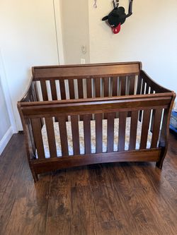 2 in 1 Wood baby crib+bed with mattress
