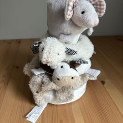 Pottery Barn Kids PBK Stacking Plush Critter Animals Super Soft Baby Ring Toy