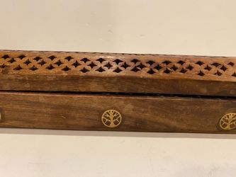Wooden Incense Holder Ornate Storage Box for Incense Sticks 12” Long