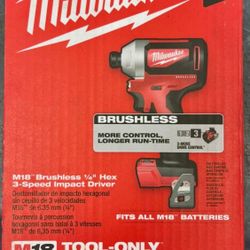 NEW Milwaukee 2851-20 M18 Cordless 18V Hex 3-Speed Impact Driver