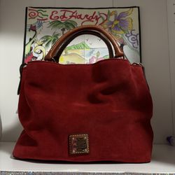 Vintage Dooney And Burke Bag Red Suede And Leather 