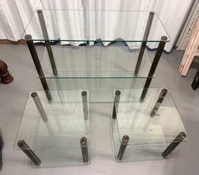 3-Piece Glass & Metal Retail Display Table Set – Nesting Boutique Tables