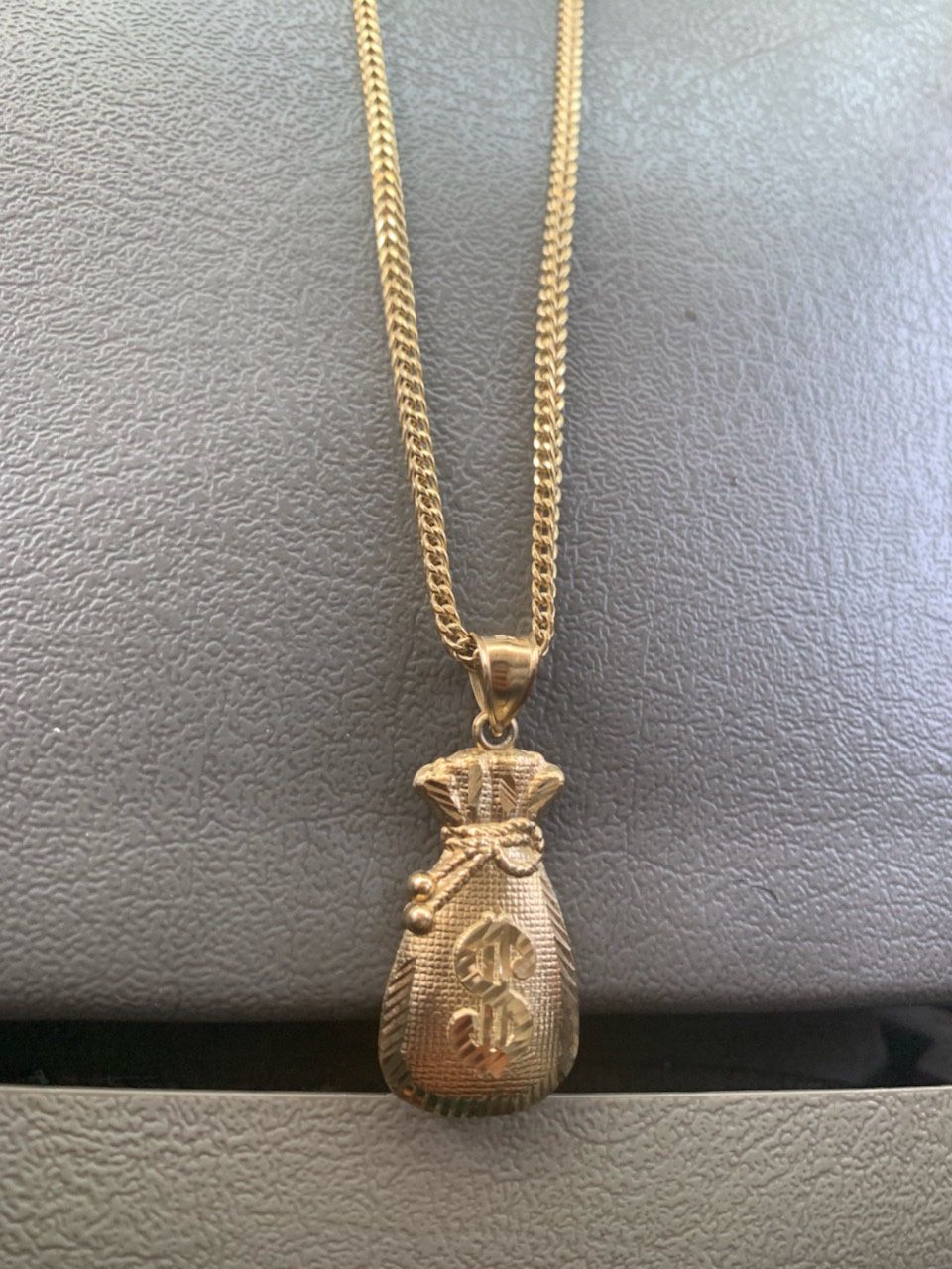 Real 10k gold Franco with real 10k gold money bag charm