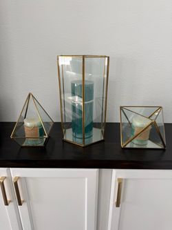 3 piece glaaa candle decor