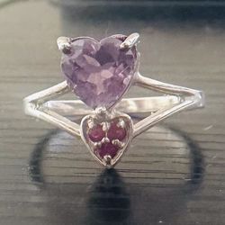 Amethyst and Ruby Ring in Sterling Silver 