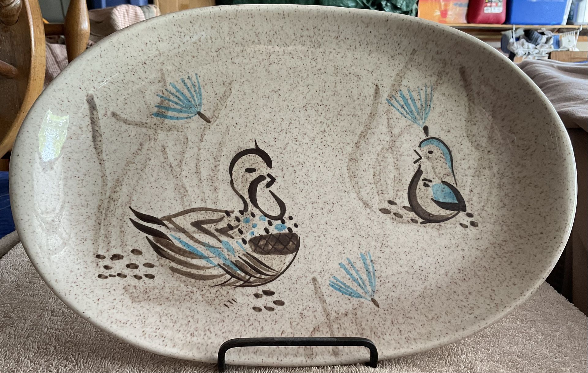 Vintage Mid Century Red Wing Pottery Bobwhite Platter