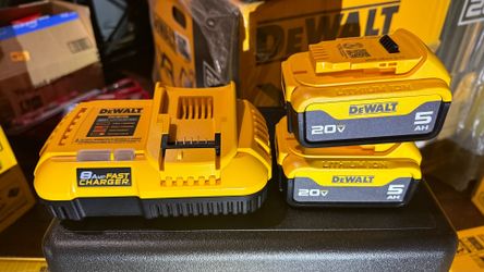 DeWalt 8 Amp Fast Charger with two 20V MAX 5 Ah Batteries