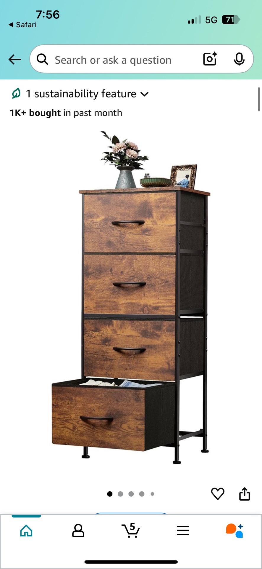 WLIVE Dresser with 4 Drawers, Fabric Storage Tower, Organizer Unit for Bedroom, Hallway, Entryway, Closets, Sturdy Steel Frame, Wood Top, Easy Pull Ha