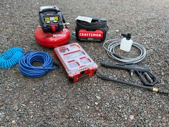 Pressure Washer & Air Compressor Bundle ā Like New + Accessories