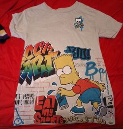 Men's Bart Simpson Graffiti Graphic T-Shirt size s