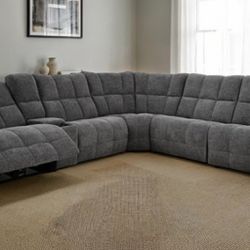 Brand New Grey Super Plush Chenille Power Reclining Sectional Sofa 