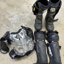 Youth Motocross Gear Set - ARC Boots, Fox Chest Protector, Leatt Guards