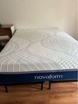 Queen extra thick memory foam mattress and bed frame