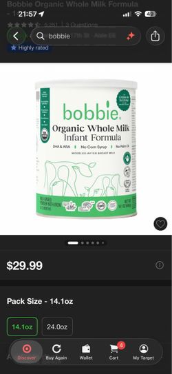 Bobbie-sealed, $20/can (11 available)