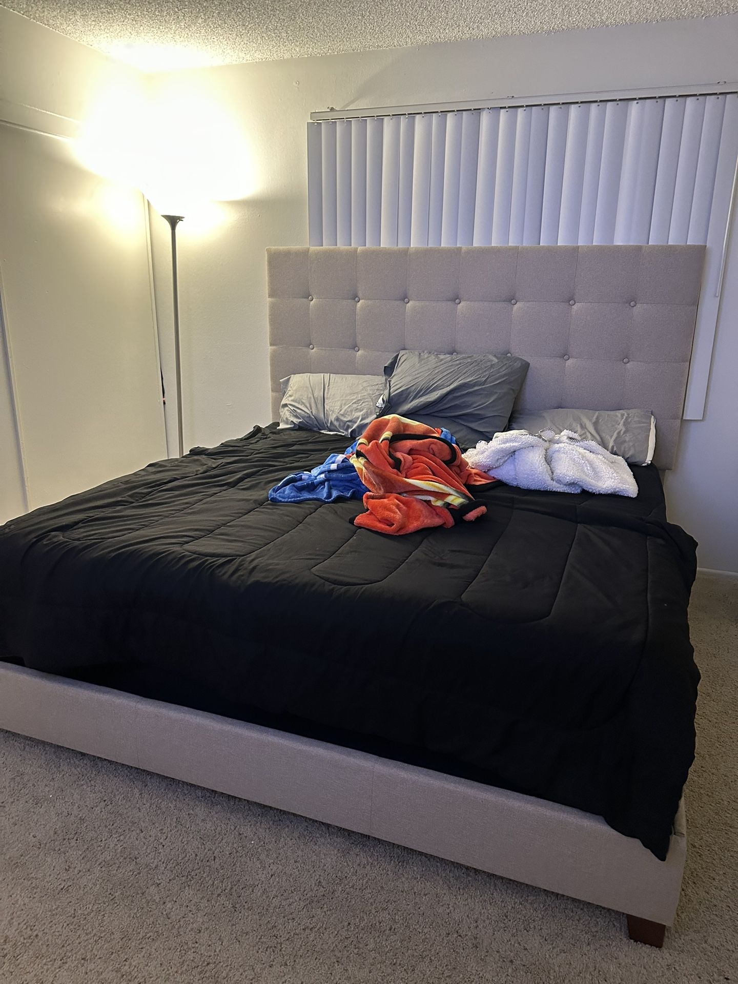 King Beige Bed frame Only