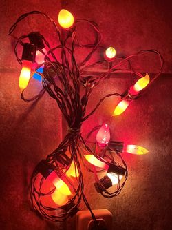 Vintage Christmas 15 Lights String Gilbert C7 Candle Flame Tip Bulb Japan