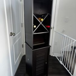 Beautiful Espresso Wood Wine Cabinet 