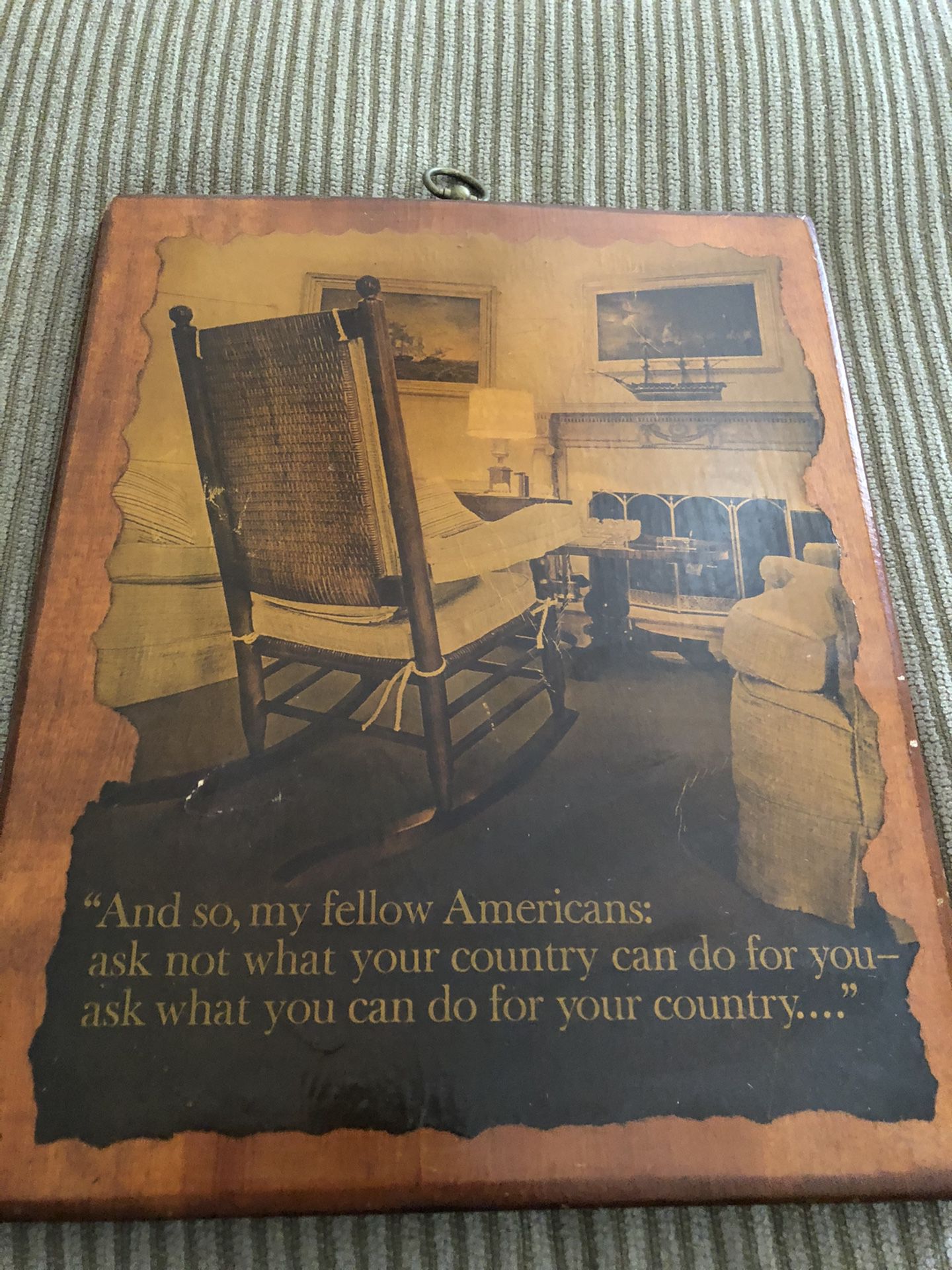 JFK immortal words on a Picturesque Antique wood finish wood