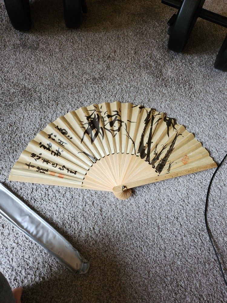 Korea style Hand Painted Paper And Bamboo Fan