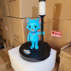 Rare Tested Bingo Blitz Blue Resin Cat Led  Lamp Light Desk Night Nightstand