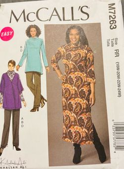 McCall’s M7263 Pattern Cardigan Tunic Pants Dress Size 18W-24W New Uncut