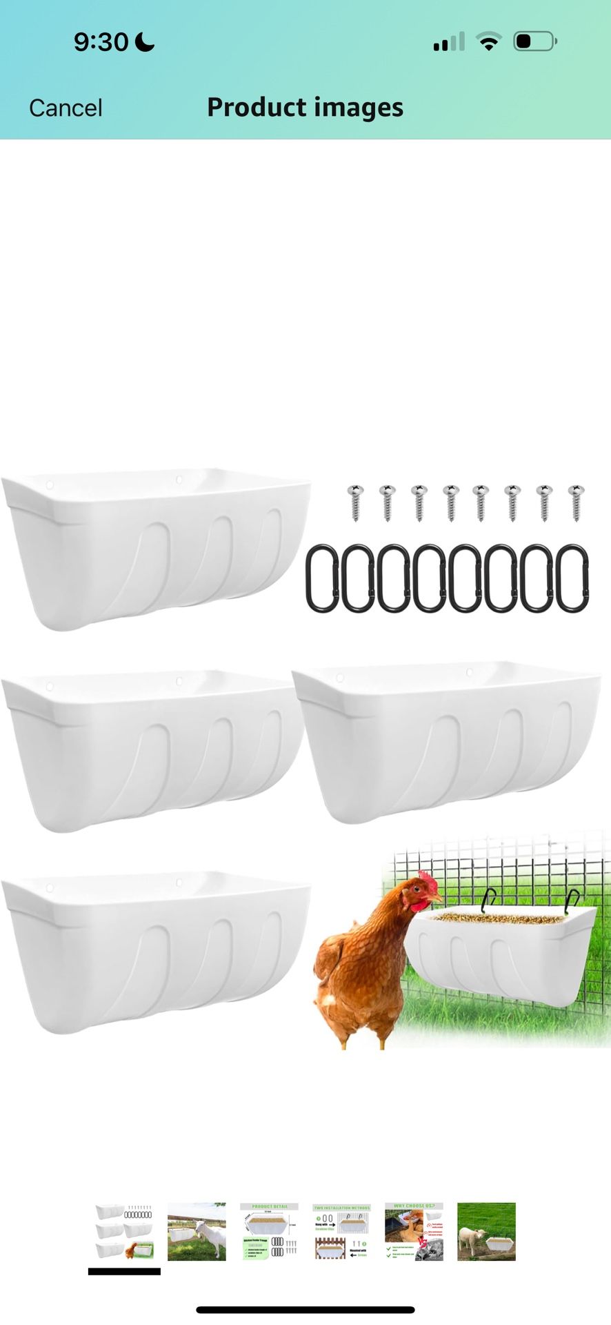 Hanging Chicken Feeder Trough, 4 Pack Fence Feed Feeder for Goat Sheep Deer Poultry Duck Livestock Feeding Container Goats Supplies Feeders Waterer Bu