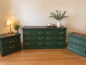 Green Dresser and Nightstand Set
