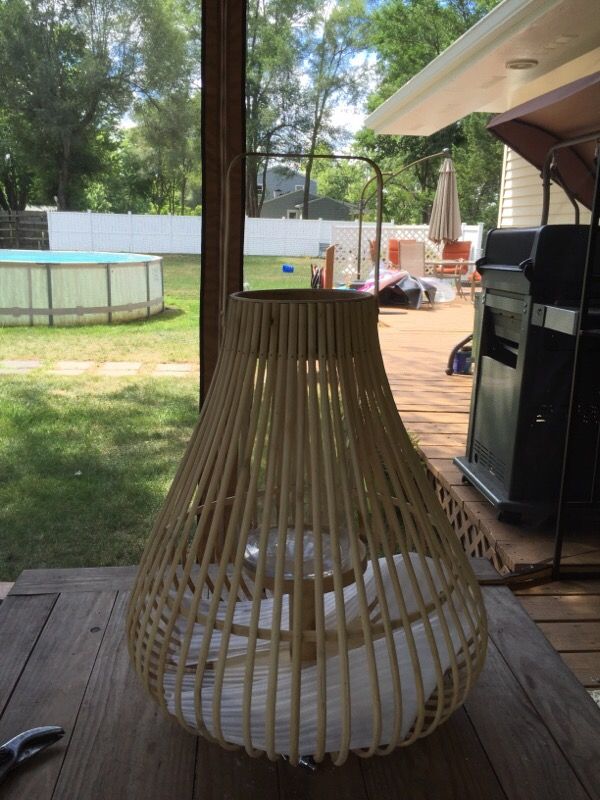 Bamboo lantern with glass candle holder new