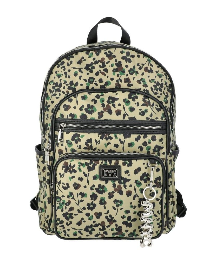 Madden NYC Women's Multi Pocket 17" Dome Backpack, Floral Cheetah