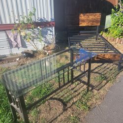 Twin Bed And Glass Table