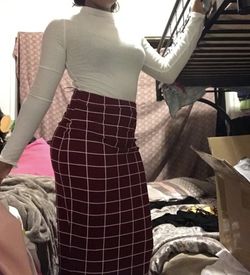 SHEIN Mulvari High Waist Grid Bodycon Skirt