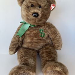 Ty Beanie Buddy BILLIONAIRE $ Stuffed Bear 2002. Collectible/Vintage W/tags