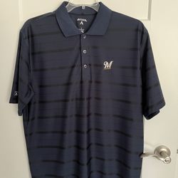 Milwaukee Brewers Navy Polo - Lg - NEW
