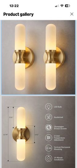 Brand New Set of 2 14”Indoor Wall Sconces,Champagne Bronze Finish