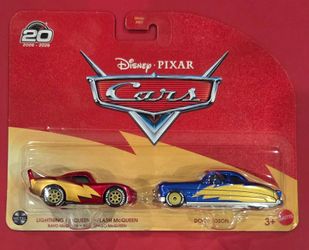 Disney Pixar Cars,  20th Anniversary, Metallic Lightning McQueen and Doc Hudson 2 - pack, Brand New,  VHTF