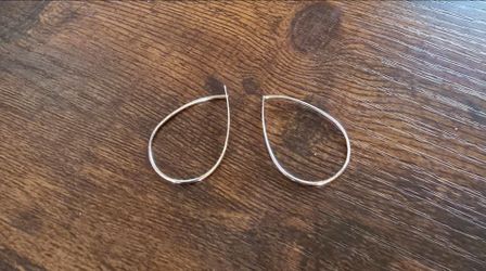 Silver Teardrop Hoop Earrings