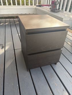 2-Drawer Cabinet Dark Brown Wood