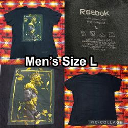 Reebok UFC Black T-Shirt Mens Large CONOR McGREGOR MMA Fighter Short Sleeve