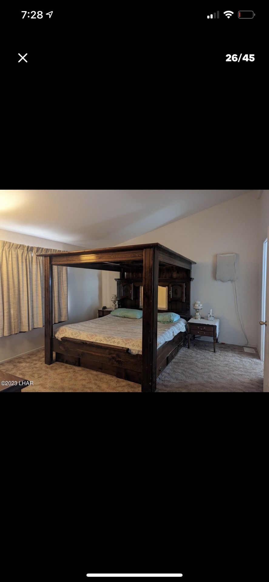 Vintage Mirrored Canopy Water Bed King Size