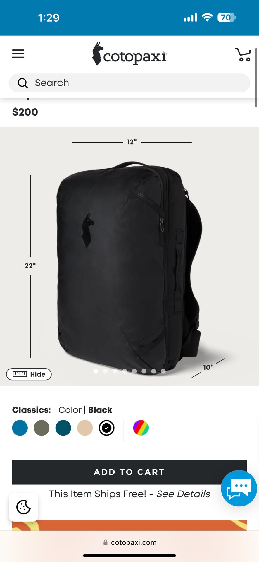 Cotopaxi Allpa 35L Carry On Bag Black