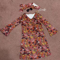New Small Hippy Hippie 70s 70s Dress Boho Outfit Costume 