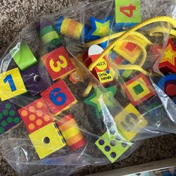 KidsToys Wooden Beads Christmas Gifts Educational Counting Threading Shapes Colors